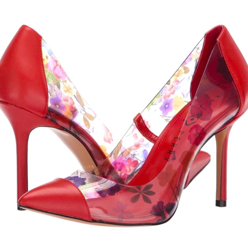 Katy Perry | The Meline Heels | Floral | Transparent | Clear | Size 9 (39)